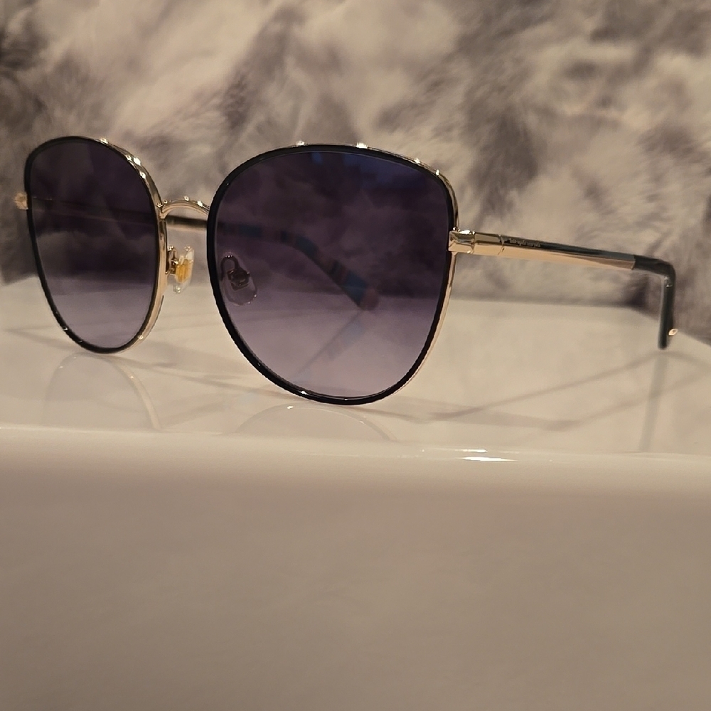 Kate Spade Maryam Gold and Black Oversized Sunglasses Brand New in Case - Picture 2 of 14